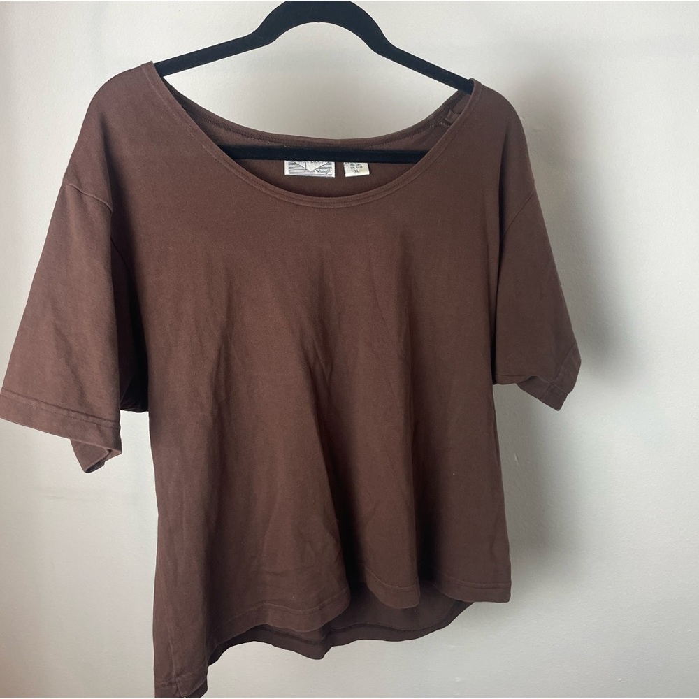 Classic Blue Wrangler Brown Scoop Neck Shirt